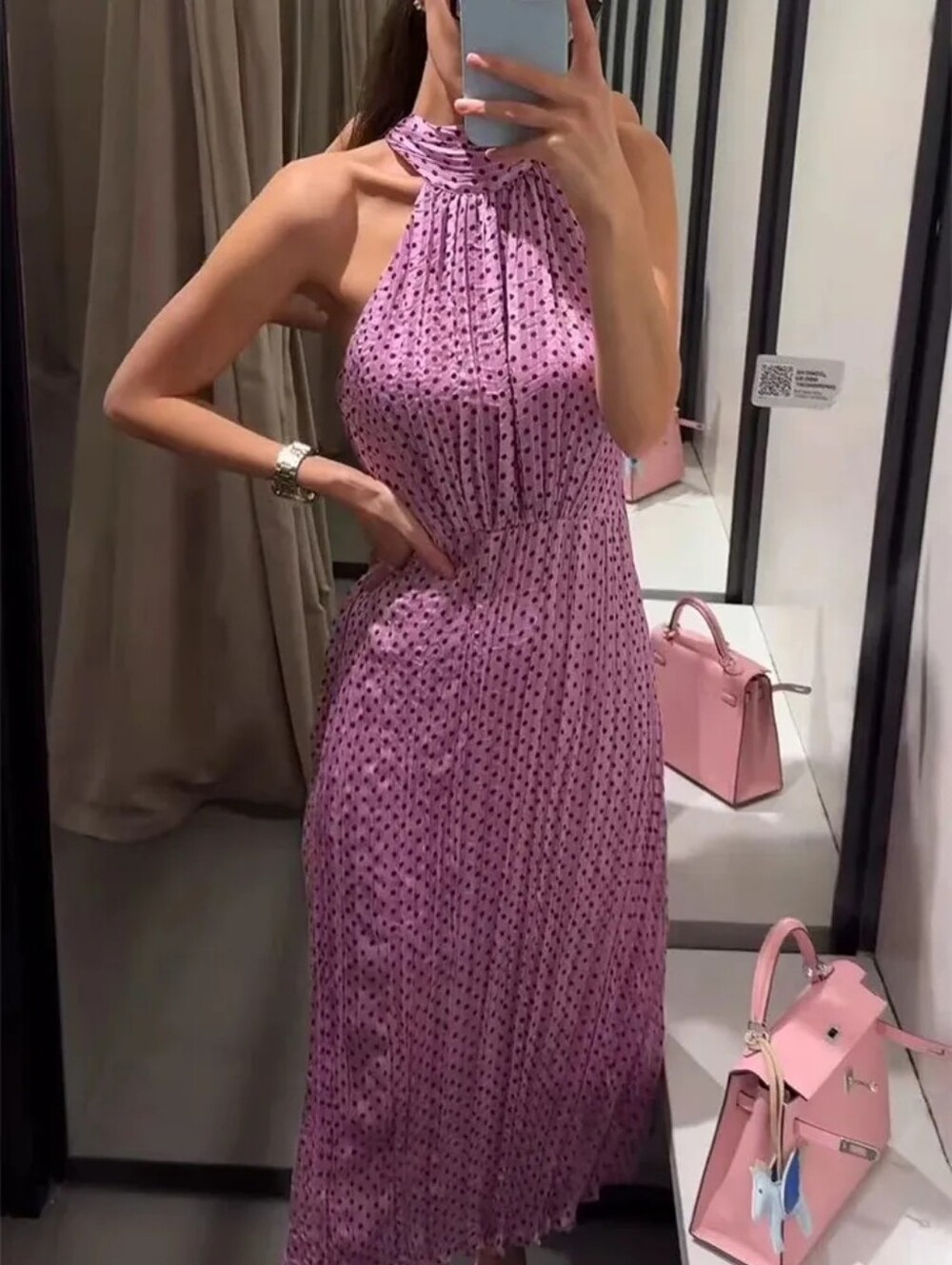 Summer Women Elegant Pleated Dress Chic Off-shoulder Fashion Bow Collar Sleevele